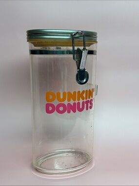 Dunkin donuts coffee clear Acrylic canister Container Jar 1996